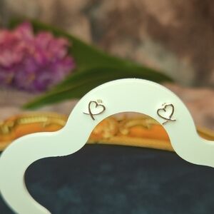 Sterling Silver Heart-Shaped Ribbon Stud Earrings Brand New In Box